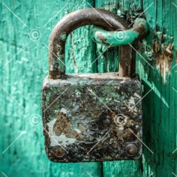 Rusty Padlock On Blue Door Rusty Padlock On Blue Door ALT